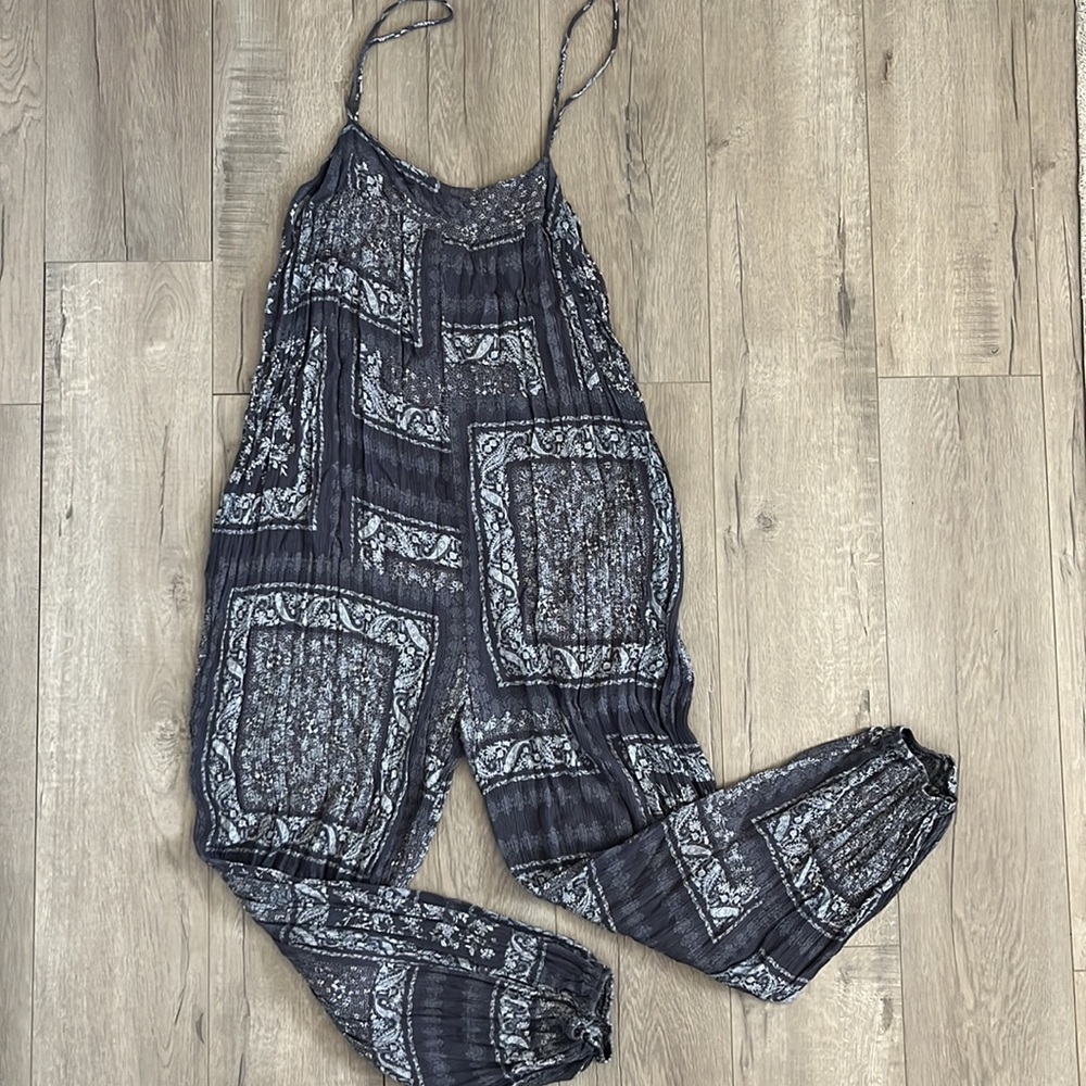 Paisley Printed Indigo Jumpsuit